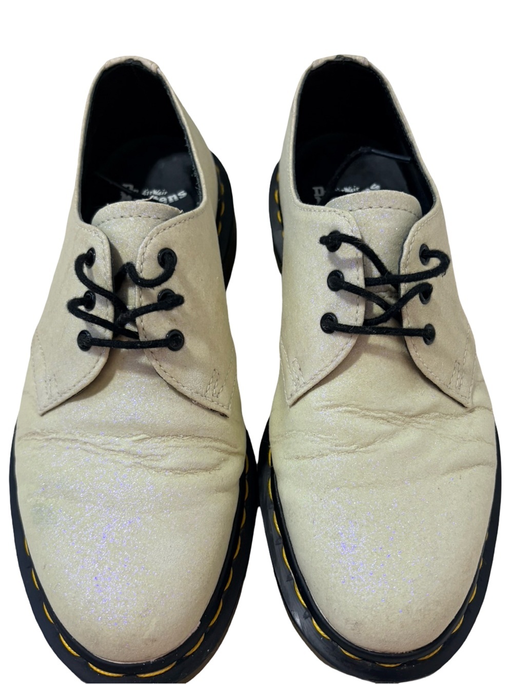 Dr. Martens 1461 Glitter Leather Oxfords Ivory Shimmer Shoes US 7